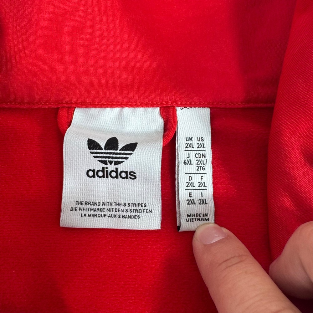 Adidas Track Jacket Mens 2XL Red Big Loud Records Trefoil Full Zip Striped - Picture 5 of 8